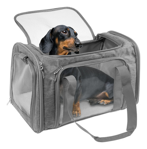 Bolso Transportador De Viaje Para Mascotas Para Gato Perro Color Gris Claro