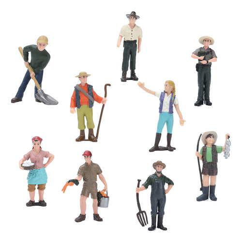 Mt Muñecos De Granjero Simulados Farmer Models, 9 Piezas