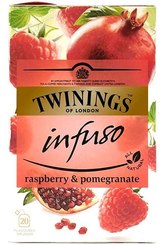 Té Infuso Granada Frambuesa Twinings 20 Sobres Importado