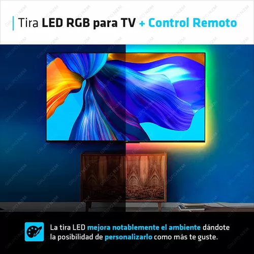 Tira Led Para Tv Pc 2 Metros Autoadhesiva Usb Control Remoto