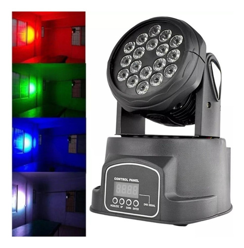 Mini Moving Head 18 Leds 3w Rgb Dmx Bivolt St-183 Balada