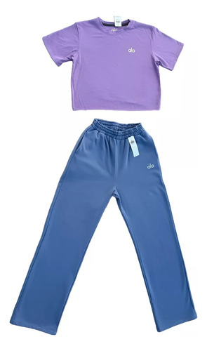 Conjunto Deportivo Y Casual Mujer Pants Y Playera Azul Acero Lisa S