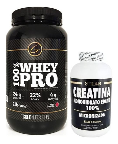 Proteina Whey Pro 2lb Gold Nutrition + Creatina Sylab 500g