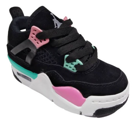 Botas Zapatos Jordan Retro 4 Niño Niñas Negra Multicolor Air