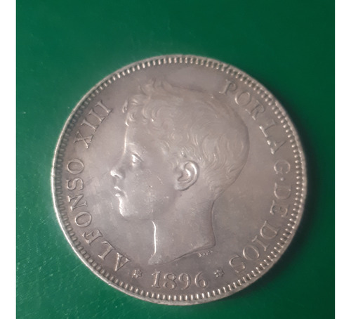 Moneda España 1896 5 Peseta Plata (Usado)