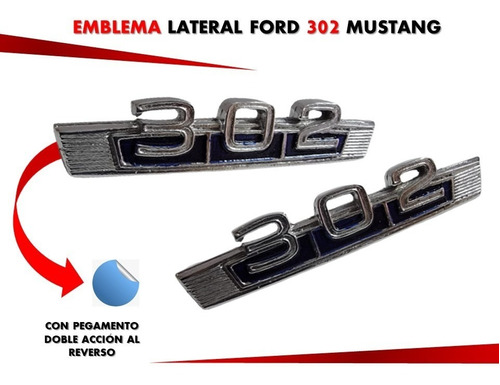 Emblema Lateral Ford 302 Mustang Varios Modelos