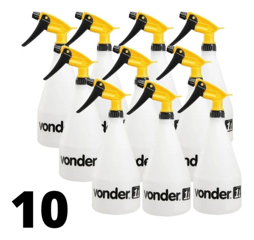 10 Pulverizadores Borrifador Spray Jardim Limpeza 1l Vonder
