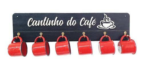 Cantinho Do Café Suporte Parede 6 Xícaras De Agata Inclusa