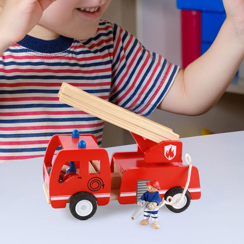 Brinquedo De Madeira Do Caminhão De Bombeiros, Fingir Jogar