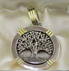 Medalla Grande Árbol La Vida De Plata 925 Y Oro 18k Oro 18k