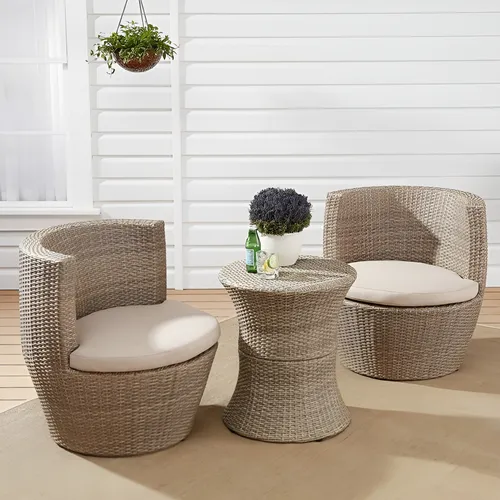 Juego De Muebles Rattan Sintetico 3 Unidades