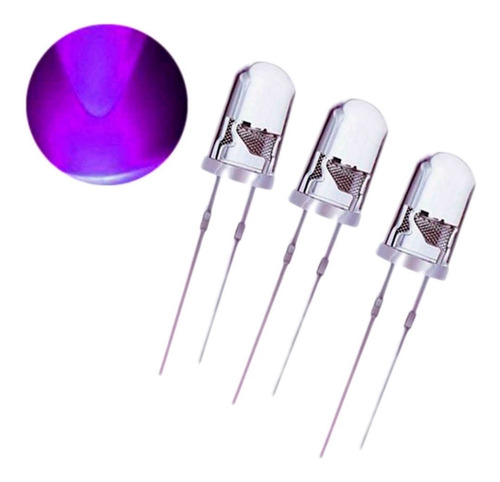 Kit 20 Un Led 5mm Alto Brilho Ultravioleta Uv + Resistor 12v