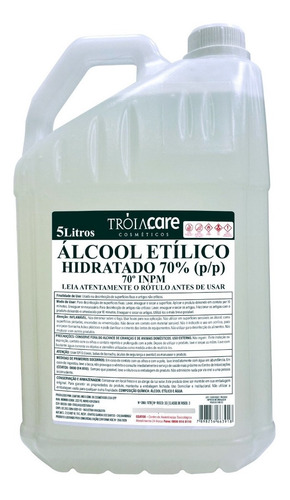 Imagem 1 de 3 de Álcool 70% Líquido Galão 5 Litros Etílico Hidratado Inpm