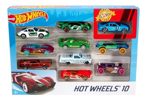 Hot Wheels Die Cast Vehículo Paquete 10 Autos Varios Modelos Multicolor