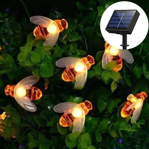 Pack 3 Guirnalda Luces Led Solar Abeja Calido