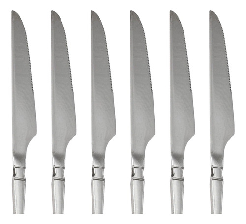 Faca Inox De Mesa 6 Pçs Linha Classic Jantar - Dolce Home Cor Prata