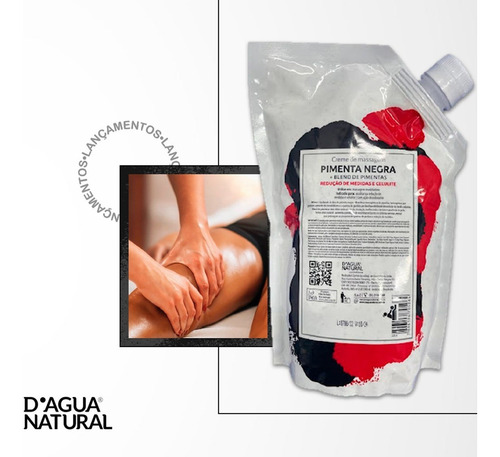 Creme De Massagem Redutor de Medidas Pimenta Negra Sachê 1kg