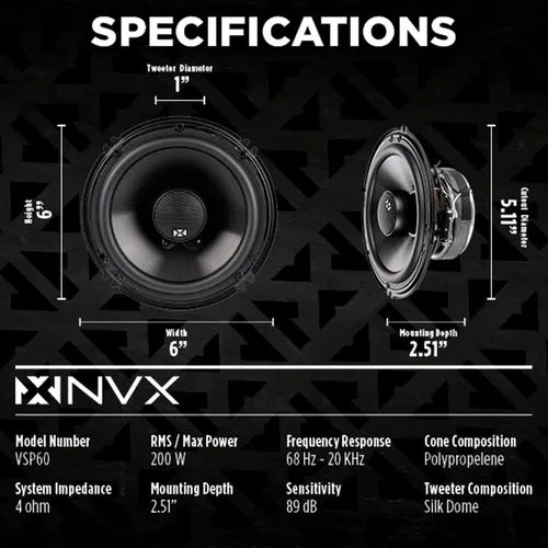 Altavoces Para Automóvil 6 Pulgadas 600 W 200 W Rms Coaxial