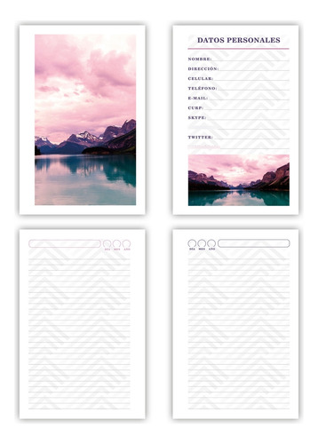 Libreta Media Carta Paisaje Rosa Elaborado A Mano