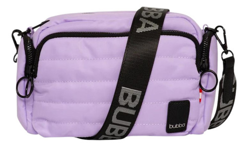 Bolsa Transversal Bubba Bags Victoria Handbag Feminina 25x15 Acambamento Dos Ferragens Níquel Cor Lavanda Correia De Ombro Preto Desenho Do Tecido Liso