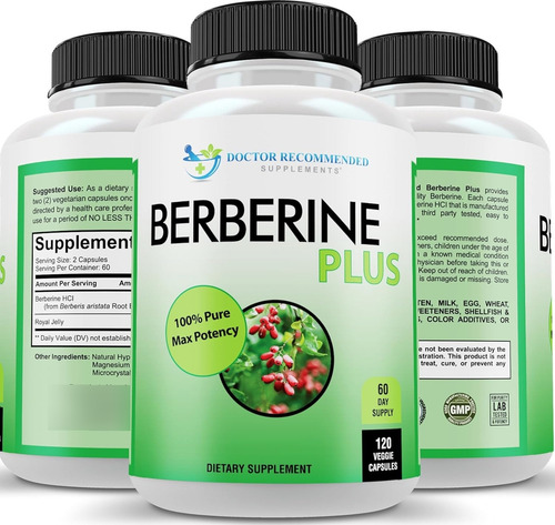 Doctor Recommended Supplements Berberine Plus - 120 Cáp Sin Sabor