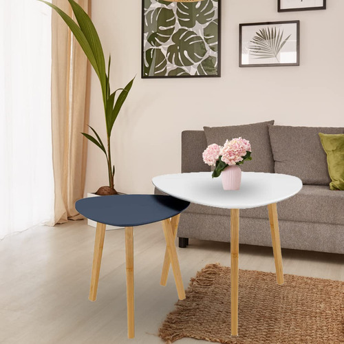 Conjunto De 2 Mesas De Centro Modernas Y Minimalistas Blanco
