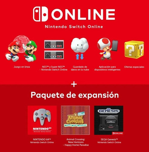 Nintendo Switch Online + Expansion 1 Año