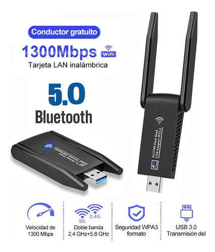 Adaptador Wifi Usb 1300mbps 5dbi Wifi Receptor