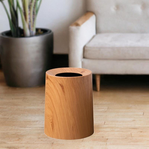Cubo De Basura De Grano De Madera, Cubo De Basura L. Marrón