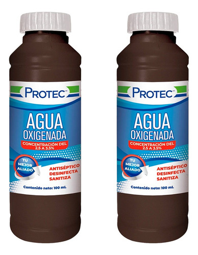 Agua Oxigenada Protec Botella 2 Piezas De 100ml Antiseptico