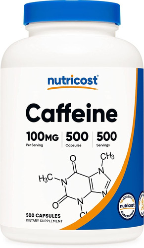 Nutricost Pastillas De Cafeína 100 Mg 500 Cápsulas