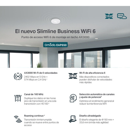 Access Point De Techo Gigabit Wifi 6 Ax3000, Tp-link, Eap650