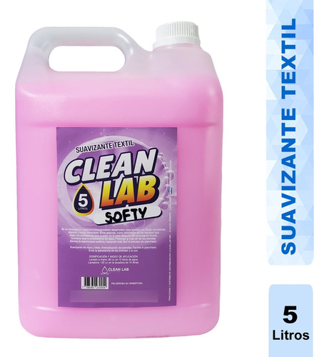 Suavizante Textil Baja Espuma Z15 Softy Rosa X 5 Lt Cleanlab