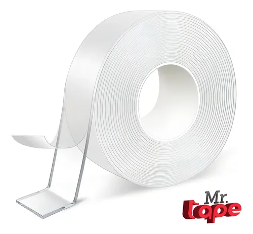Cinta Nano Tape Doble Cara Mr Tape Adhesiva Trasparente 3mts 1cm 1mm Lavable A Prueba de Agua NTP-001