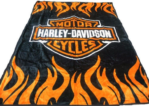 Manta Para Harley Davidson De Felpa Super Suave  Color Negr