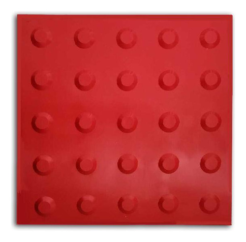 Piso Tátil 10pçs Borracha Pvc 25x25 Alerta Vermelho