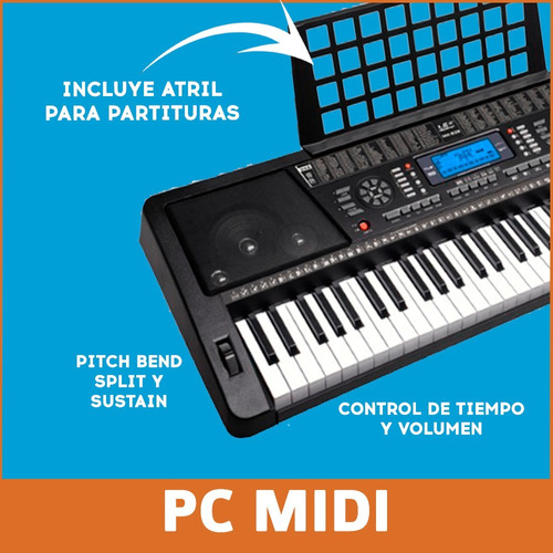 Teclado Organo 61 Tec Sensitivo Meike Mk-939 Midi Incuye Fuente