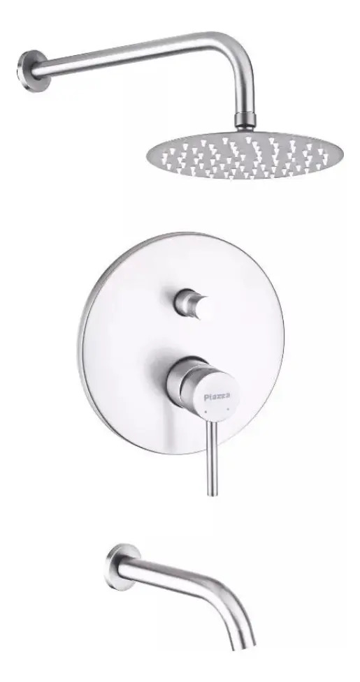 Griferia Flor De Ducha Monocomando Cromo Baño Piazza 10806 Duchador de Embutir Con Transferencia Sensus Cromado