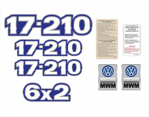 Kit Adesivo Volkswagen 17-210 6x2 Emblema Mwm Caminhão Cmk79