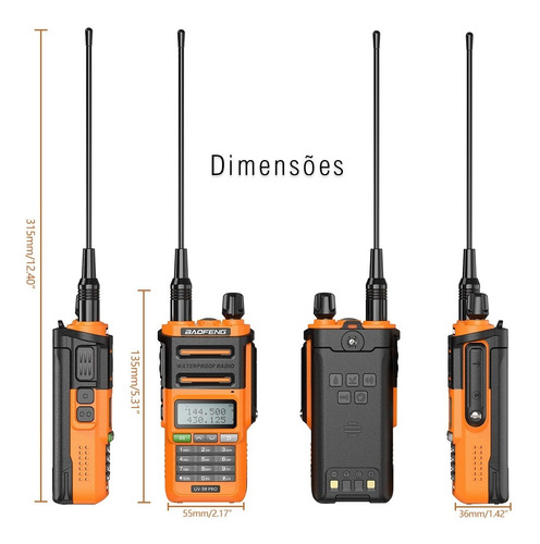 Imagem 8 de 10 de Rádio Ht Baofeng Uv-9r Pro Uhf Vhf Ip68 10w Uv 9r Laranja