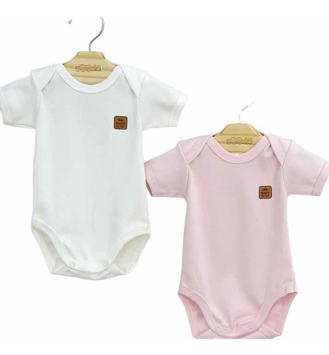 Kit 2 Bodys Rosa E Branco Baby Best Alô Bebê Tam Rn