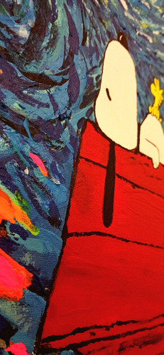 Snoopy Pintado A Mano Noche Estrellada