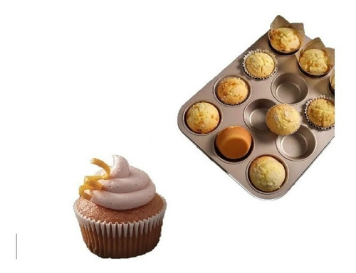 Molde Bandeja De Cupcake O Muffins Cavidad X 12 Metálica