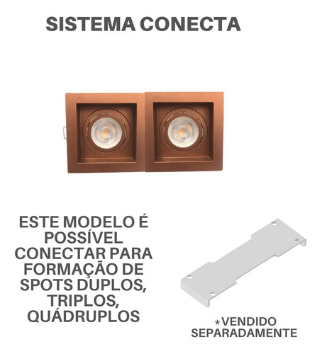 Spot Quadrado Recuado Para Mini Dicróica Mr11 Cobre Bronze