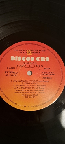 Signos Soda Stereo Vg+ Edición Promo 1986