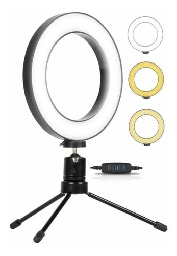 Ring Light Led Mesa Iluminador Bivolt Tripé 6 Polegada 16cm