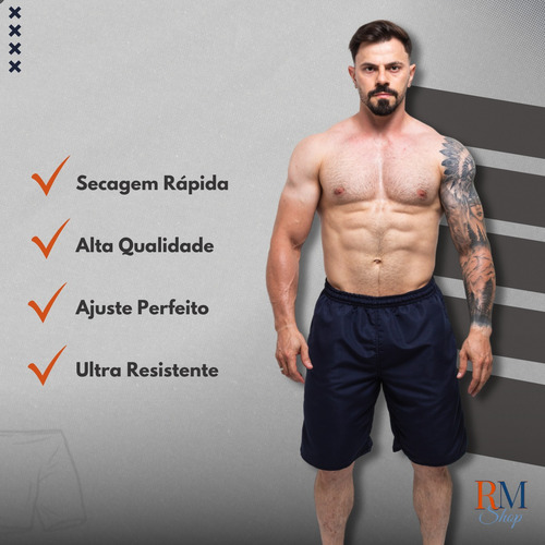 Kit 3 Bermuda Masculina Plus Size Tactel 3 Bolsos Elástico