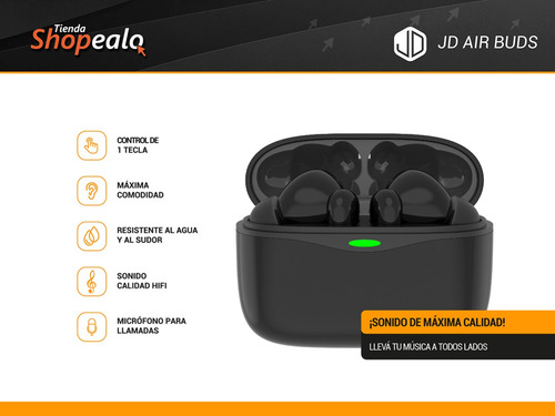 Imagen 2 de 8 de Auricular Inalambrico In Ear Bluetooth Jd Air Buds Negro Cta