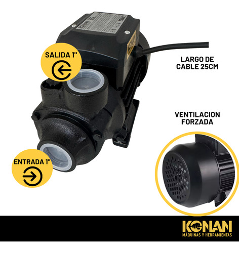 Bomba Periferica Konan 1/2hp Altura 28mts Caudal 28 L/min Succion 8 Mts