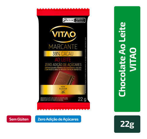 Chocolate Ao Leite Zero Açúcar Marcante 22g